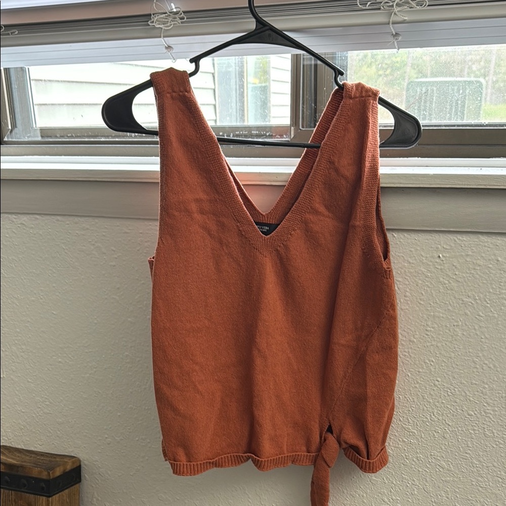 Simply Vera Vera Wang Orange Tie Front Sleeveless Tank Top